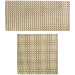 MSV Douche/bad anti-slip matten set badkamer - rubber - 2x stuks - beige - 2 formaten