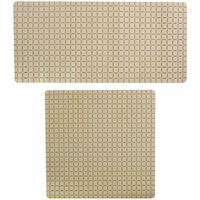 MSV Douche/bad anti-slip matten set badkamer - rubber - 2x stuks - beige - 2 formaten