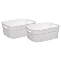 5Five Opbergmand/box van kunststof - 2x - wit - 25 x 33 x 13 cm - 8.5 liter