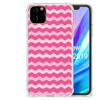 Apple iPhone 11 Pro Max Doorzichtige Silicone Hoesje Waves Pink - thumbnail