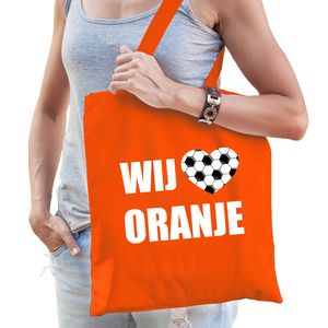 Wij houden van oranje supporter cadeau tas oranje voor dames en heren