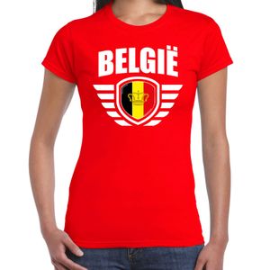 Belgie landen / voetbal t-shirt rood dames - EK / WK voetbal