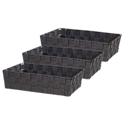 Kast/badkamer opbergmandjes - Set van 3x stuks - zwart - 34 x 21 x 8,5 cm - opbergmandjes
