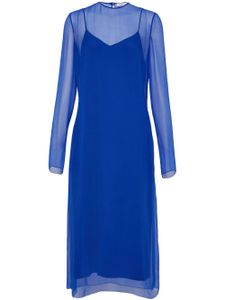 Ferragamo robe en soie à design superposé - Bleu