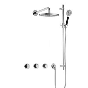 Hotbath Cobber complete thermostatische douche inbouwset cobber 70 met 2 stopkranen met ronde handdouche en glijstang, chroom