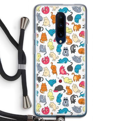 Kleurrijke katten: OnePlus 7 Pro Transparant Hoesje met koord