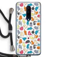 Kleurrijke katten: OnePlus 7 Pro Transparant Hoesje met koord