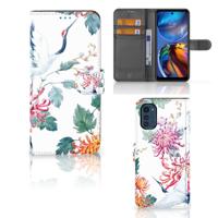 Motorola Moto E32 | Moto E32s | Telefoonhoesje | Met pasjeshouder | Bird Flowers
