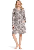 Rits badjas taupe met stippen - fleece-(44-46) L