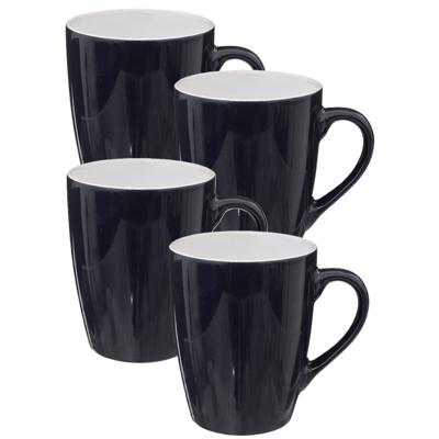 5Five Koffiemokken Colorama - 4x stuks - Keramiek - blauw - 380 ml - 9 x 11 cm