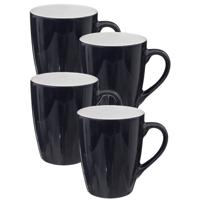 5Five Koffiemokken Colorama - 4x stuks - Keramiek - blauw - 380 ml - 9 x 11 cm