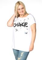 Yoek Wijd shirt CHANGE | Wit | Maat XL