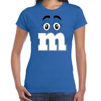 Verkleed t-shirt M voor dames - blauw - carnaval/themafeest kostuum