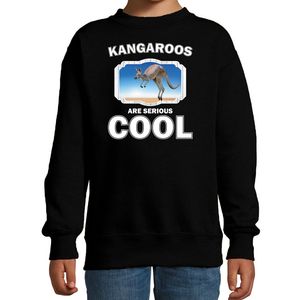Sweater kangaroos are serious cool zwart kinderen - kangoeroes/ kangoeroe trui