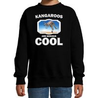 Sweater kangaroos are serious cool zwart kinderen - kangoeroes/ kangoeroe trui - thumbnail