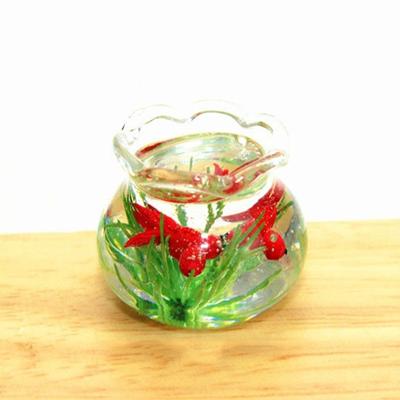 Poppenhuis miniatuur transparante glazen vis tank aquarium speelgoed (rood)