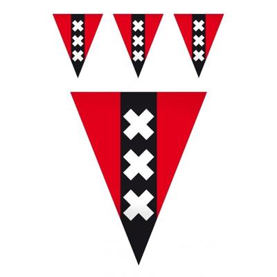Vlaggenlijn Amsterdam met 20 vlaggetjes - Amsterdamse vlag - 10 meter