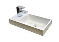 Sanicare Q40 mineraalmarmeren fontein voor toiletmeubel 40x22cm wit - thumbnail
