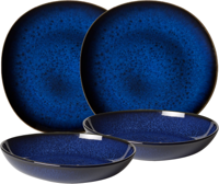 Villeroy & Boch Serviesset Lave - Blauw - 4-delig / 2 personen - 2 dinerborden en 2 diepe borden