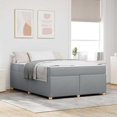Bedframe met matras Lichtgrijs 160 x 200 cm Stof