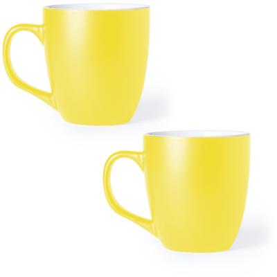 Koffie Drinkbeker/mok - 8x - geel - 440 ml - Keramiek - Koffie mokken/bekers voor onbijt en lunch Koffie Drinkbeker/mok - 8x - geel - 440 ml - Keramiek - Koffie mokken/bekers voor onbijt en lunch