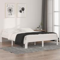 Bedframe massief hout wit 150x200 cm