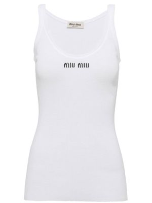 Miu Miu débardeur nervuré en coton - Blanc