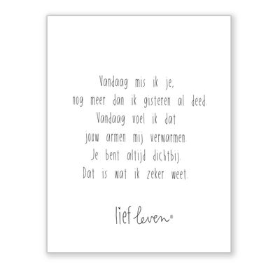 Mini Poster • Vandaag mis ik je