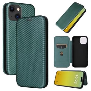 iPhone 15 Plus Flip Hoesje - Koolstofvezel - Groen