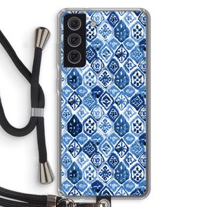 Blauw motief: Samsung Galaxy S21 FE Transparant Hoesje met koord