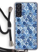 Blauw motief: Samsung Galaxy S21 FE Transparant Hoesje met koord