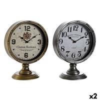 Tafelklok DKD Home Decor Gouden Zilverkleurig Vintage (2 Stuks)
