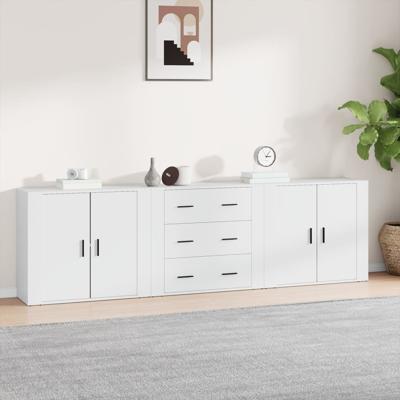 Dressoirs 3 st bewerkt hout wit