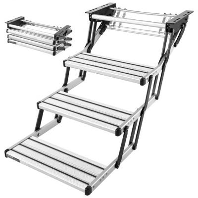 VEVOR Uitschuifbare Camperopstap (3 treden), Camperopstap met een draagvermogen van 199,58 kg, Telescopisch inklapbare opstap van aluminiumlegering, Antislip stalen frame voor caravans