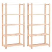 Opbergrekken 5-laags 2 st 80x38x170 cm grenenhout 250 kg