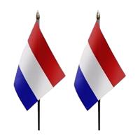 Nederland - 2x - mini vlaggetje van 10 x 15 cm op stokje - Landen vlag - H27 cm