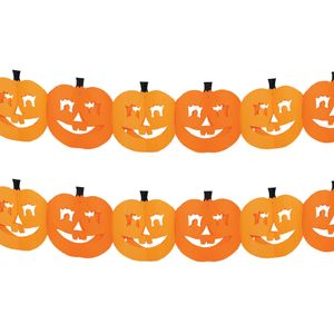 5x stuks halloween feestslinger pompoenen 3 meter van papier