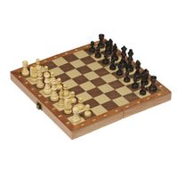 Houten schaakbord opvouwbaar 30 x 30 cm inclusief schaakstukken   -