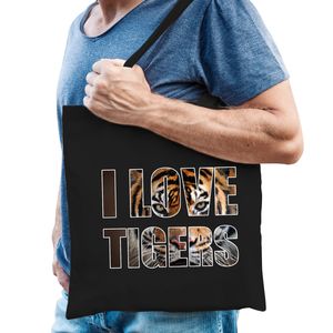 I love tigers / tijgers katoenen dieren tas zwart heren