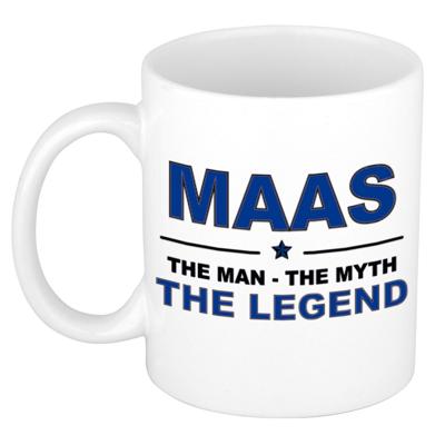 Maas cadeau mok - man myth legend - naam koffiemok / beker - wit en blauw - 300 ml