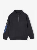 Jongenssweatshirt met truckerskraag en basketbalmotief op de mouw antraciet Jongenssweatshirt met truckerskraag en basketbalmotief op de mouw antraciet