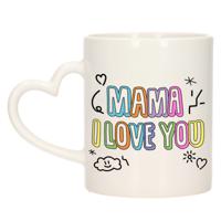 Cadeau koffie/thee mok voor mama - pastel - hartjes oor - ik hou van jou - keramiek - Moederdag