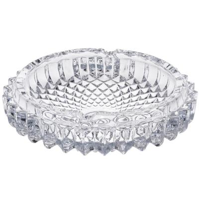 Asbak - rond - gedecoreerd glas - 16 x 4 cm - binnen/buiten - asbakken - transparant
