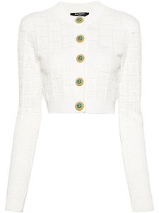 Balmain cardigan en maille pointelle à motif monogrammé - Blanc