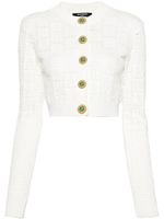 Balmain cardigan en maille pointelle à motif monogrammé - Blanc