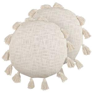 Beliani - MADIA - Sierkussen set van 2 - Beige - 45 x 45 cm - Katoen