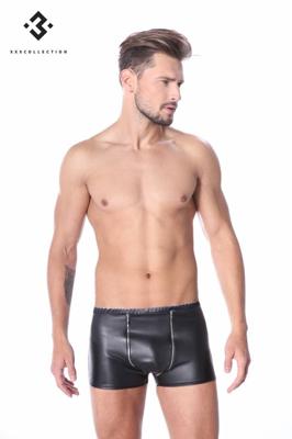 * Code8 by XXX COLLECTION Zwart leren Short met 2 ritsen aan voorzijde (S-3XL-4XL)