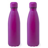 2x Stuks Rvs waterfles/drinkfles fuchsia roze met schroefdop 790 ml - thumbnail