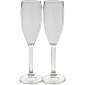 Set van 2x stuks onbreekbare kunststof camping champagneglazen 175 ml - Champagneglazen