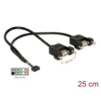 Delock USB-kabel USB 2.0 USB-pinbus, USB-A bus 25 cm Zwart 84832